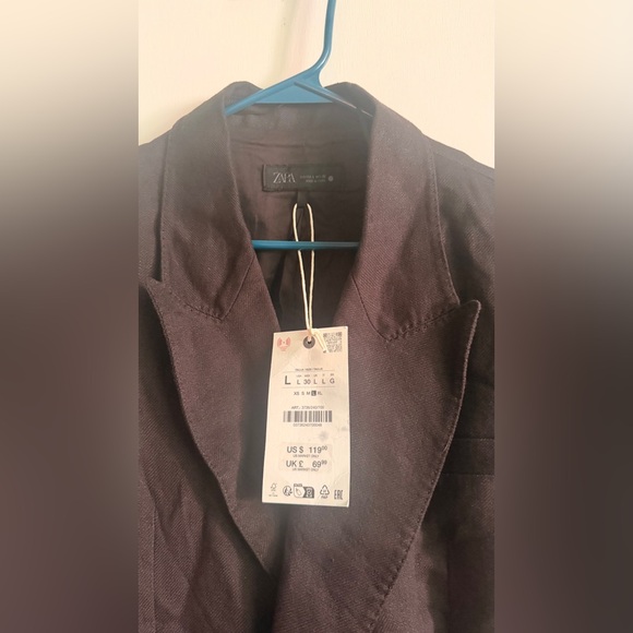 Zara Elegant Brown Women's oversized collar waistcoat -size Lg NWT - Picture 2 of 7